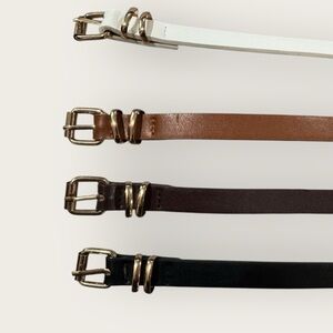 Set of Four Faux Leather Belts M/L | fit 30”- 37” | white brown black